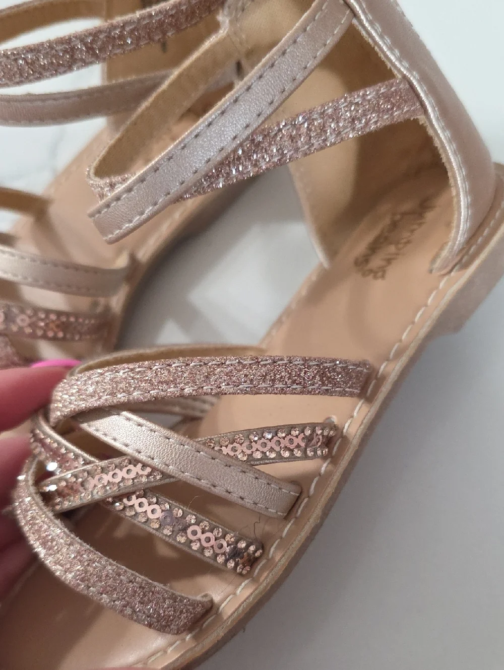 Jumping Beans Ozziee Gladiator Sandals- Rose Gold Size 11 Toddler